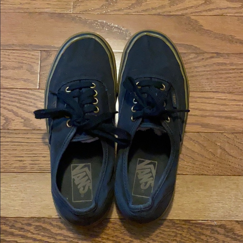 Black vans with brown sole